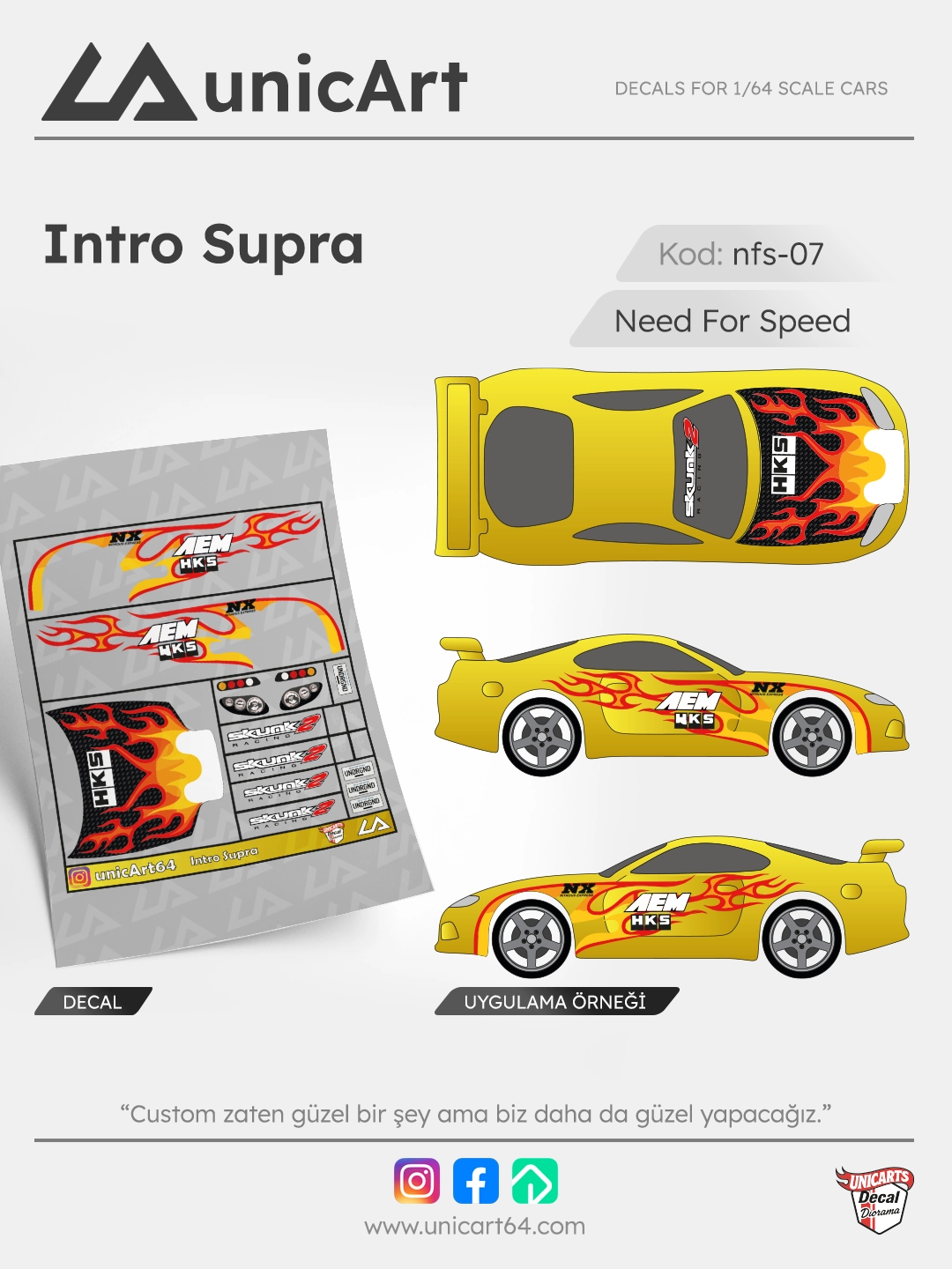 Intro Supra 1/64 decal - Need for Speed serisi