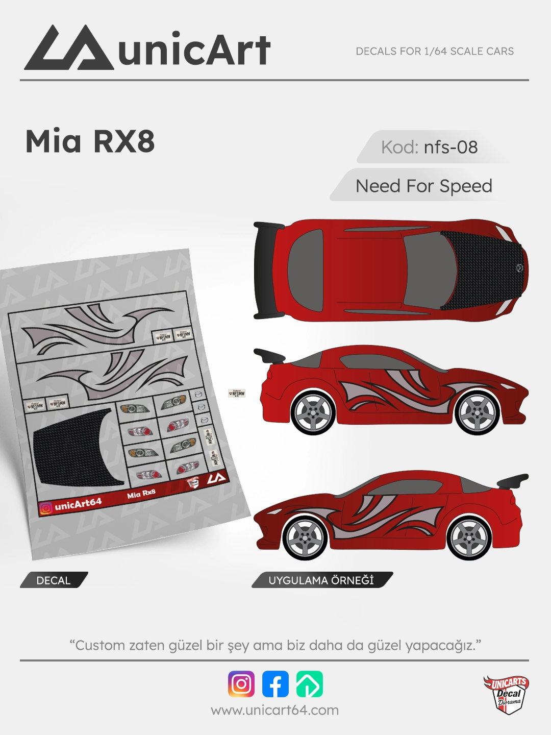 Mia RX8 1/64 decal - Need for Speed serisi
