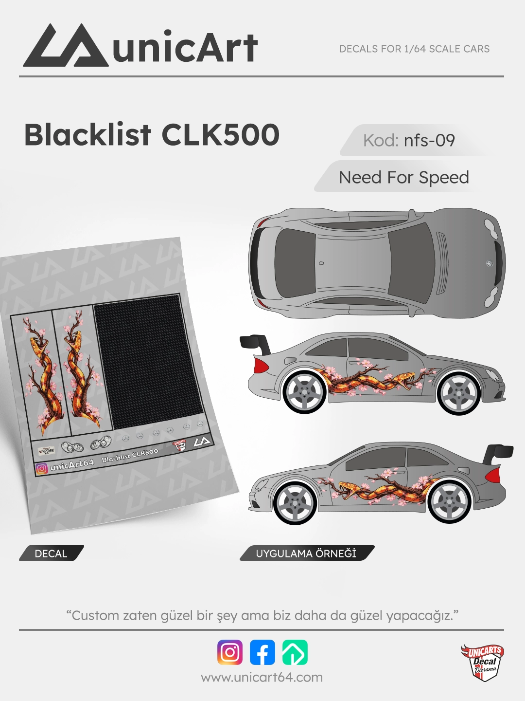 Blacklist CLK500 1/64 decal - Need for Speed serisi