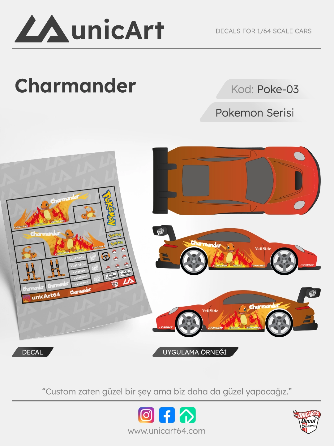 Charmander 1/64 decal - Pokemon serisi