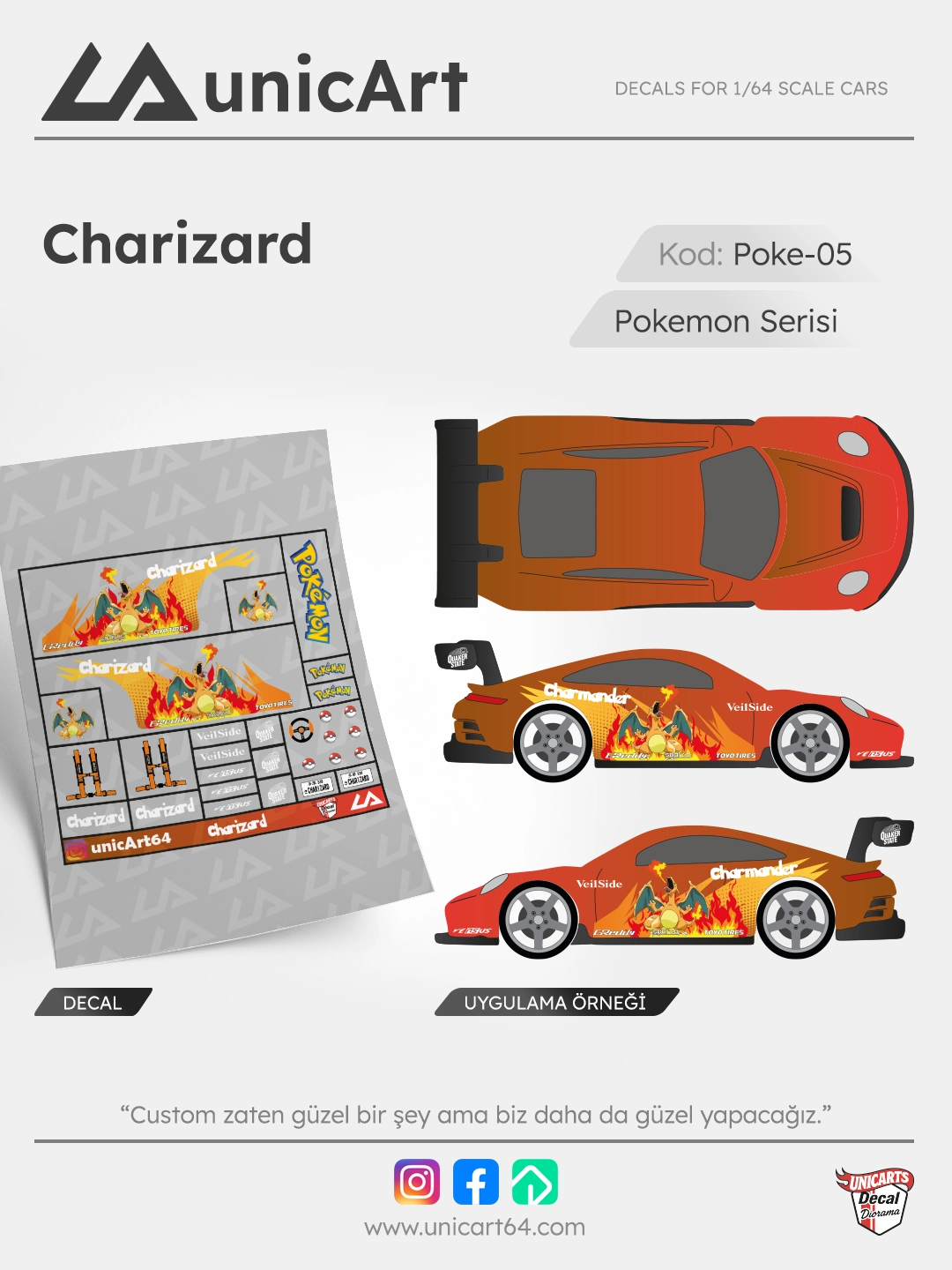 Charizard 1/64 decal - Pokemon serisi