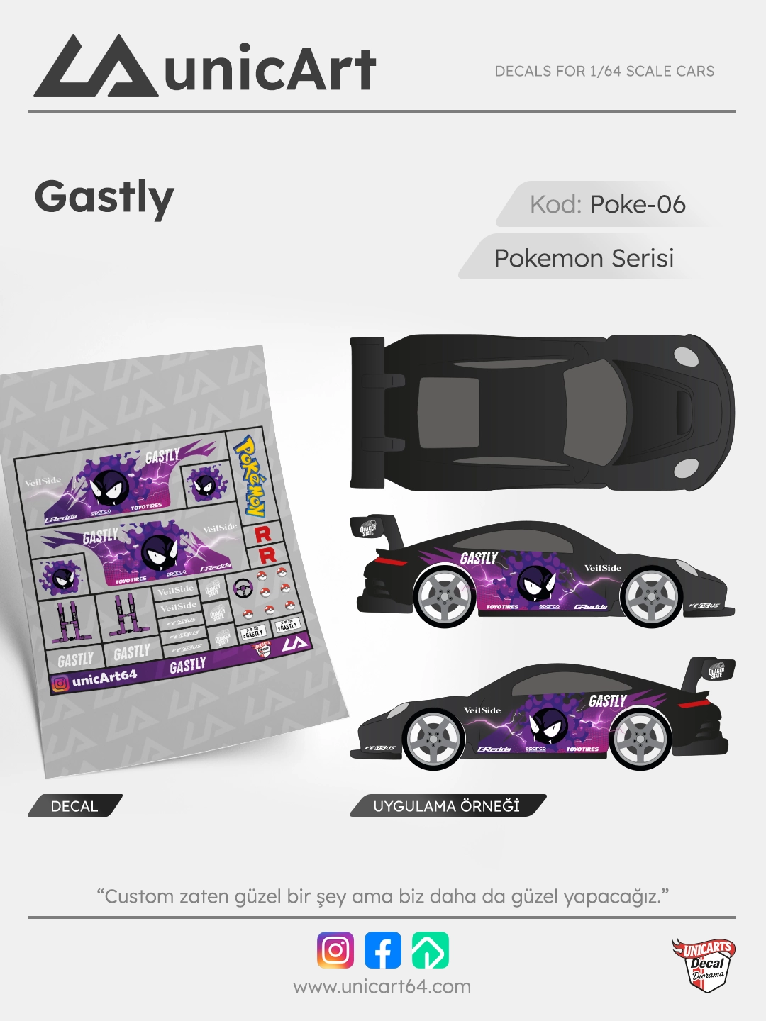 Gastly 1/64 decal - Pokemon serisi