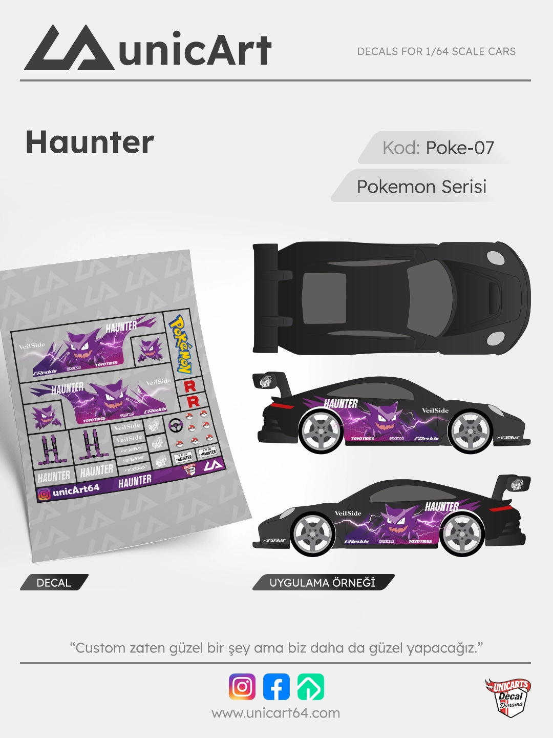 Haunter 1/64 decal - Pokemon serisi