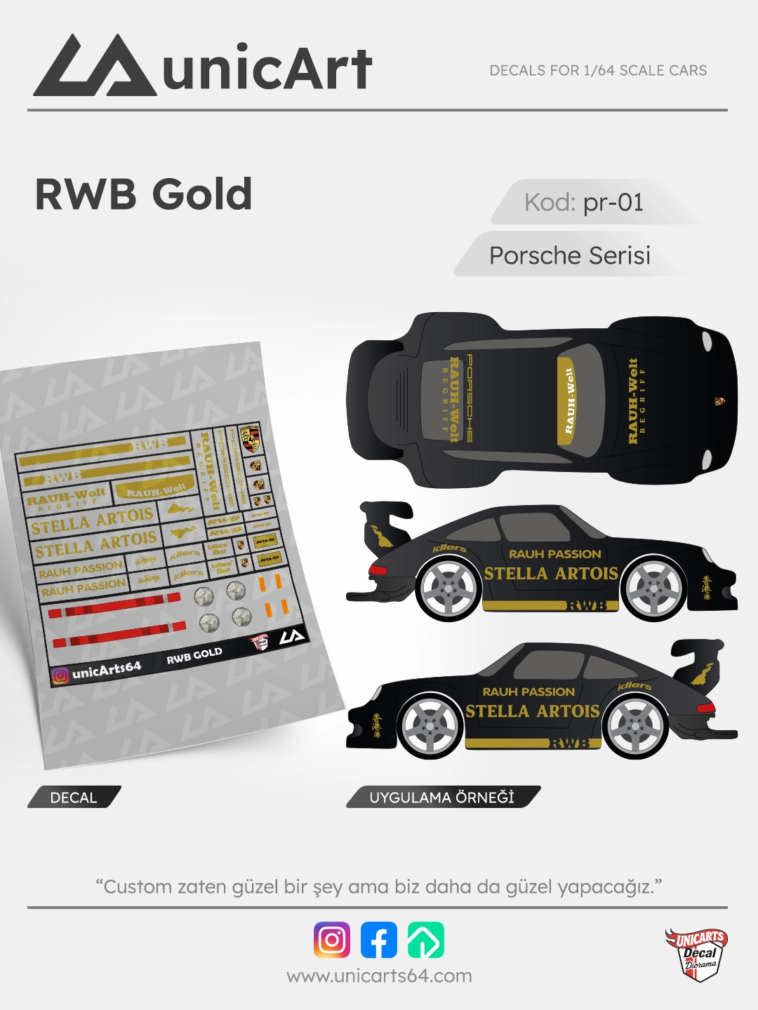 RWB Gold 1/64 decal - Porsche serisi