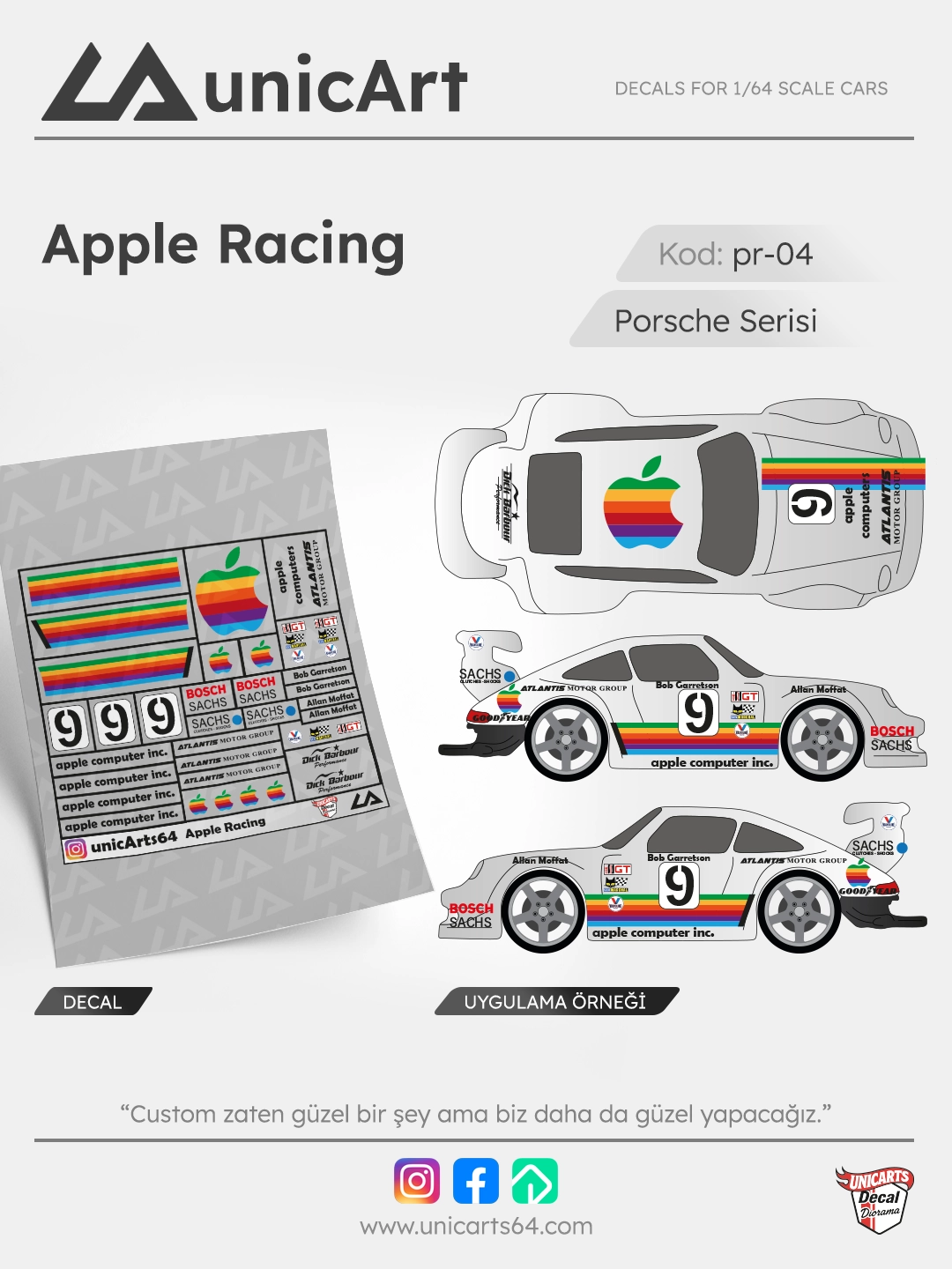 Apple Racing 1/64 decal - Porsche serisi