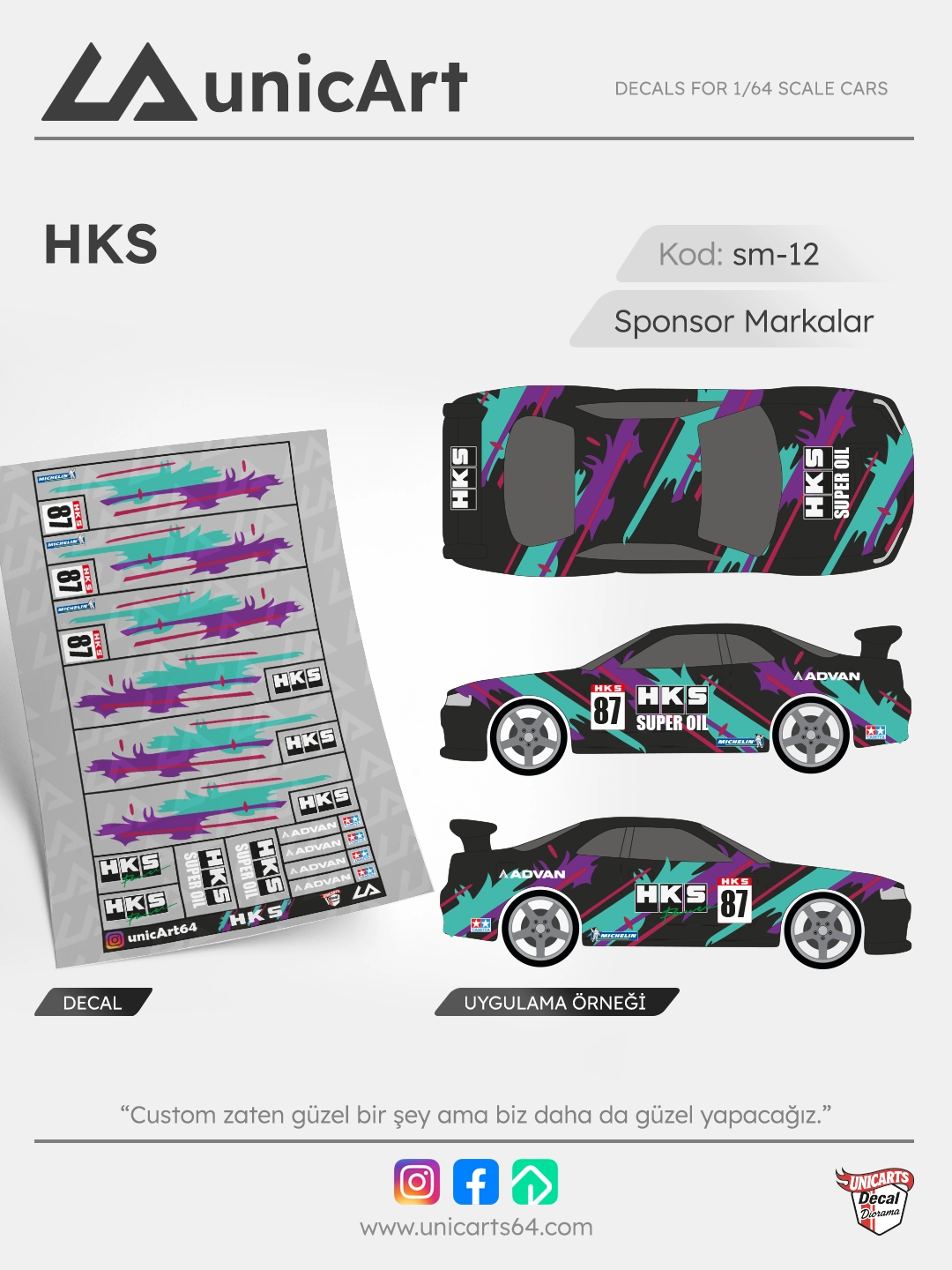 HKS 1/64 decal - Sponsor Markalar serisi