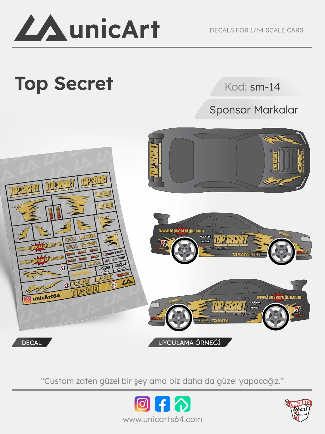 Top Secret 1/64 decal - Sponsor Markalar serisi
