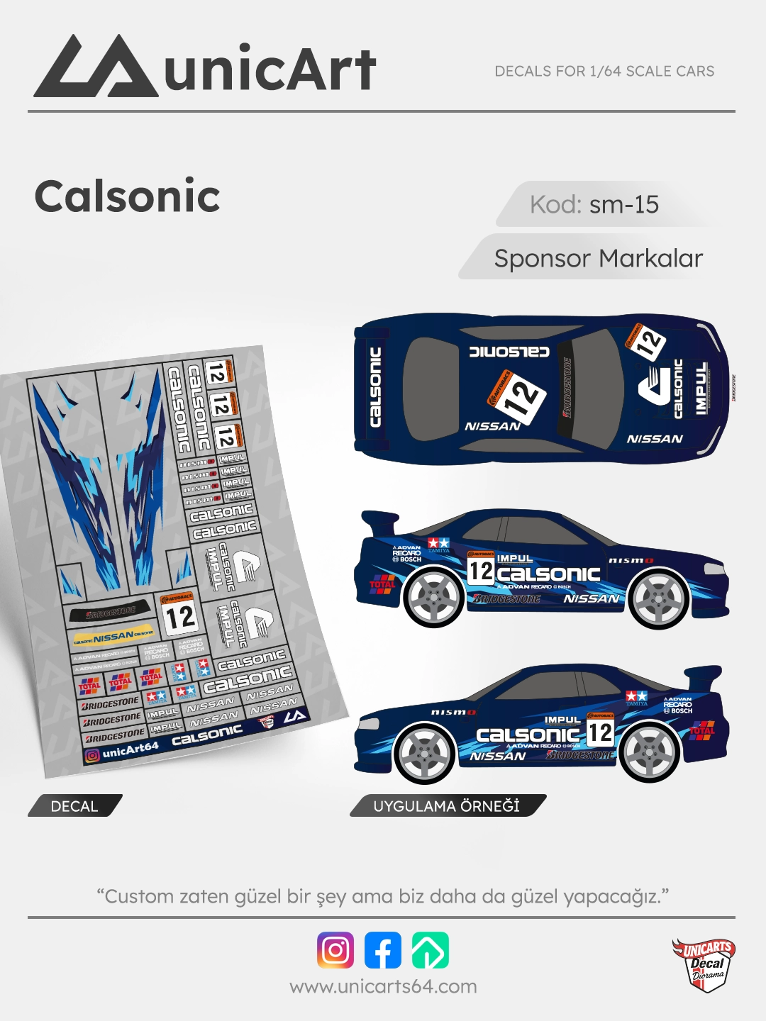 Calsonic 1/64 decal - Sponsor Markalar serisi