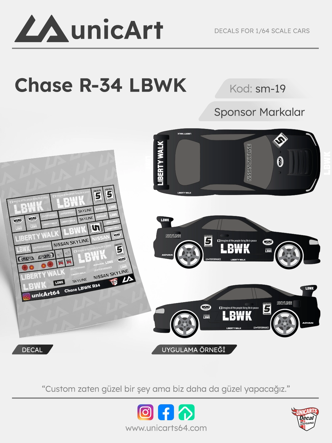 Chase R-34 LBWK 1/64 decal - Sponsor Markalar serisi