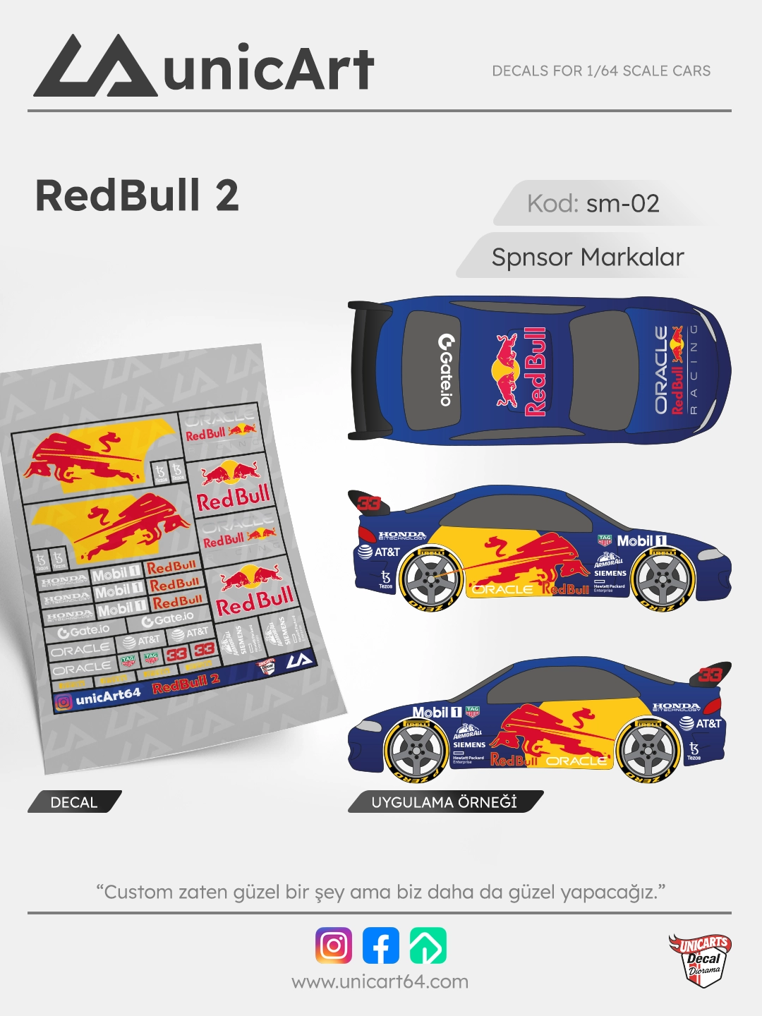 Redbull 2 1/64 decal - Sponsor Markalar serisi