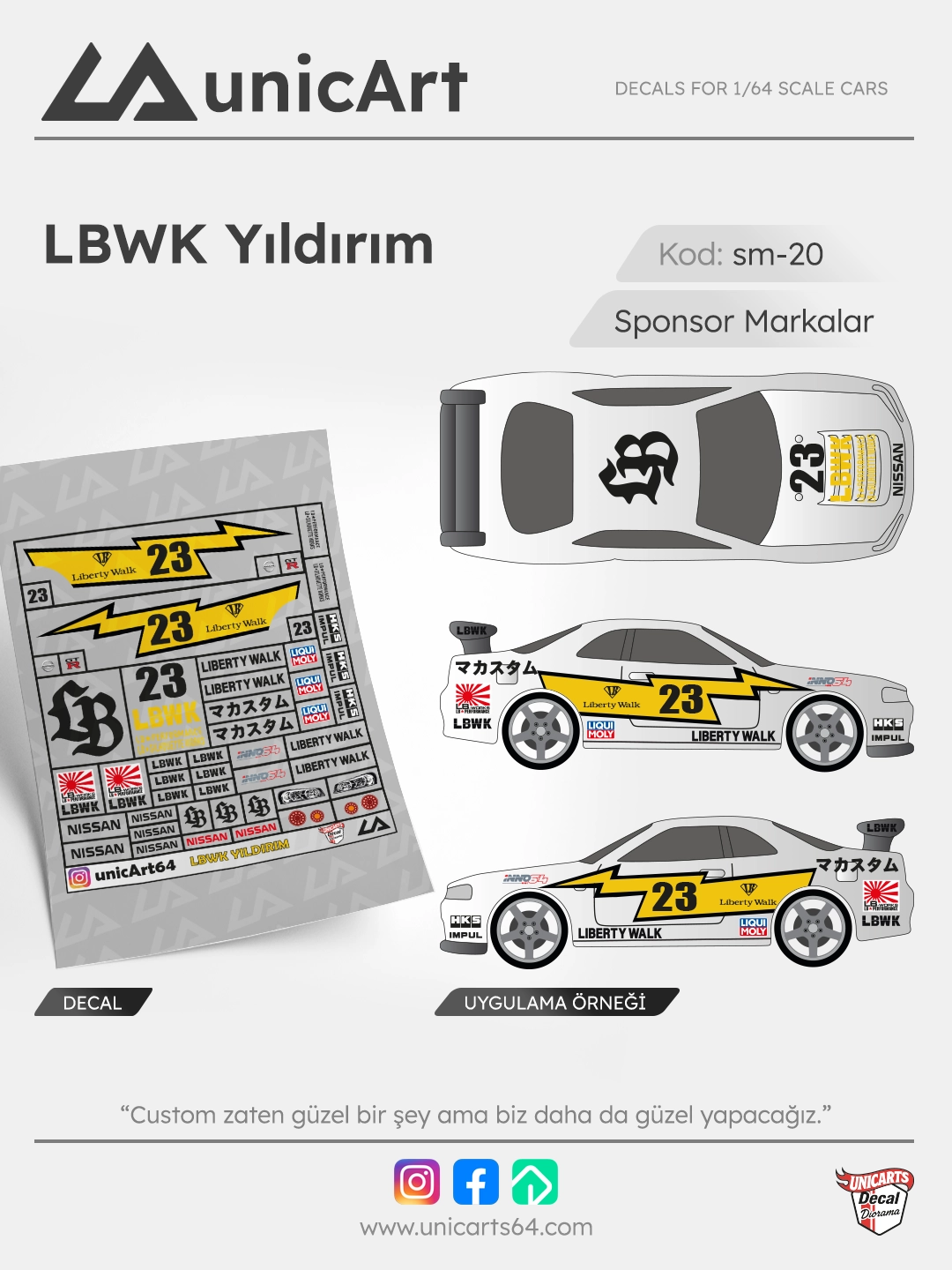 LBWK Yıldırım 1/64 su transferli decal - Sponsor Markalar serisi | Unicarts64