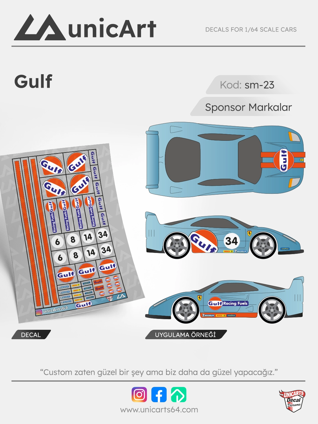 Gulf 1/64 decal - Sponsor Markalar serisi