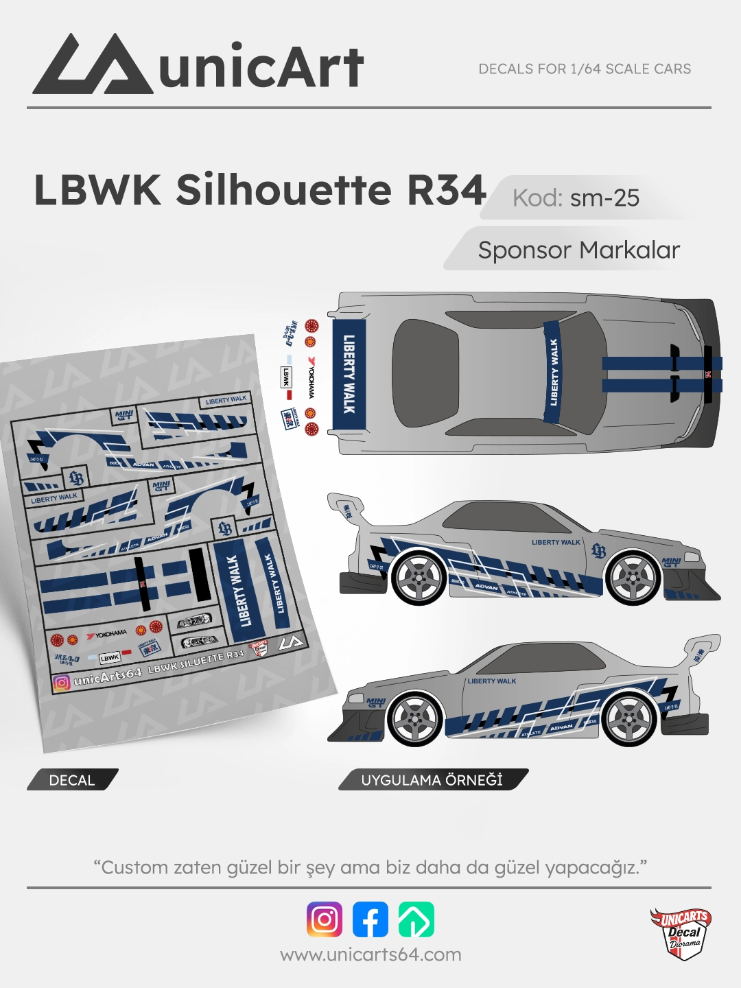 LBWK Silhouette R-34 1/64 su transferli decal - Sponsor Markalar serisi | Unicarts64