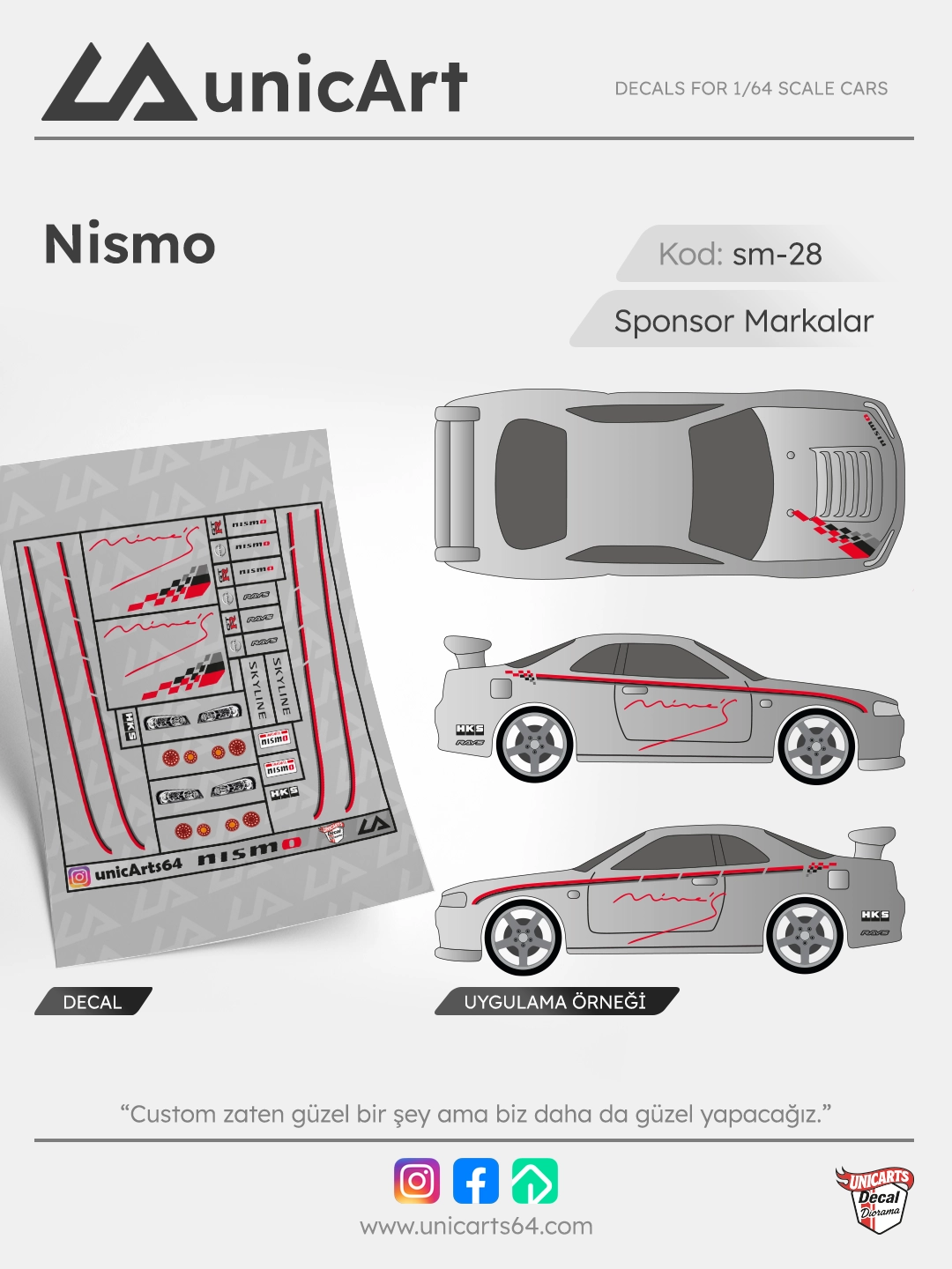 Nismo 1/64 decal - Sponsor Markalar serisi