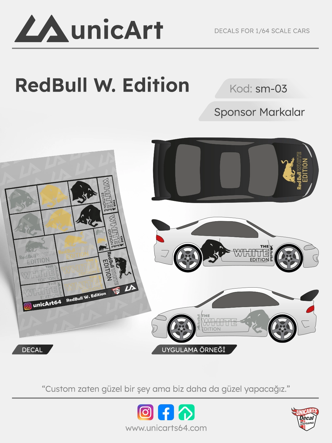Redbull White Edition 1/64 decal - Sponsor Markalar serisi