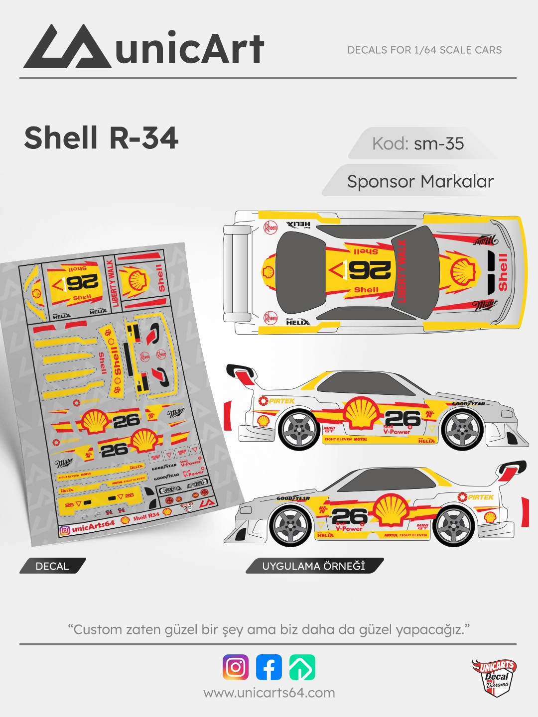 Shell R34 1/64 decal - Sponsor Markalar serisi