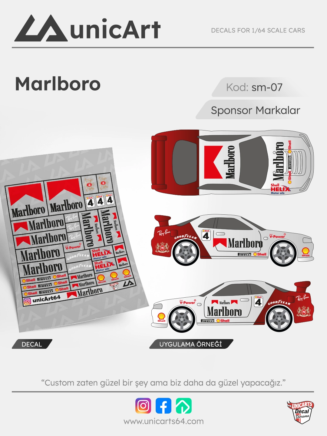 Marlboro 1/64 decal - Sponsor Markalar serisi
