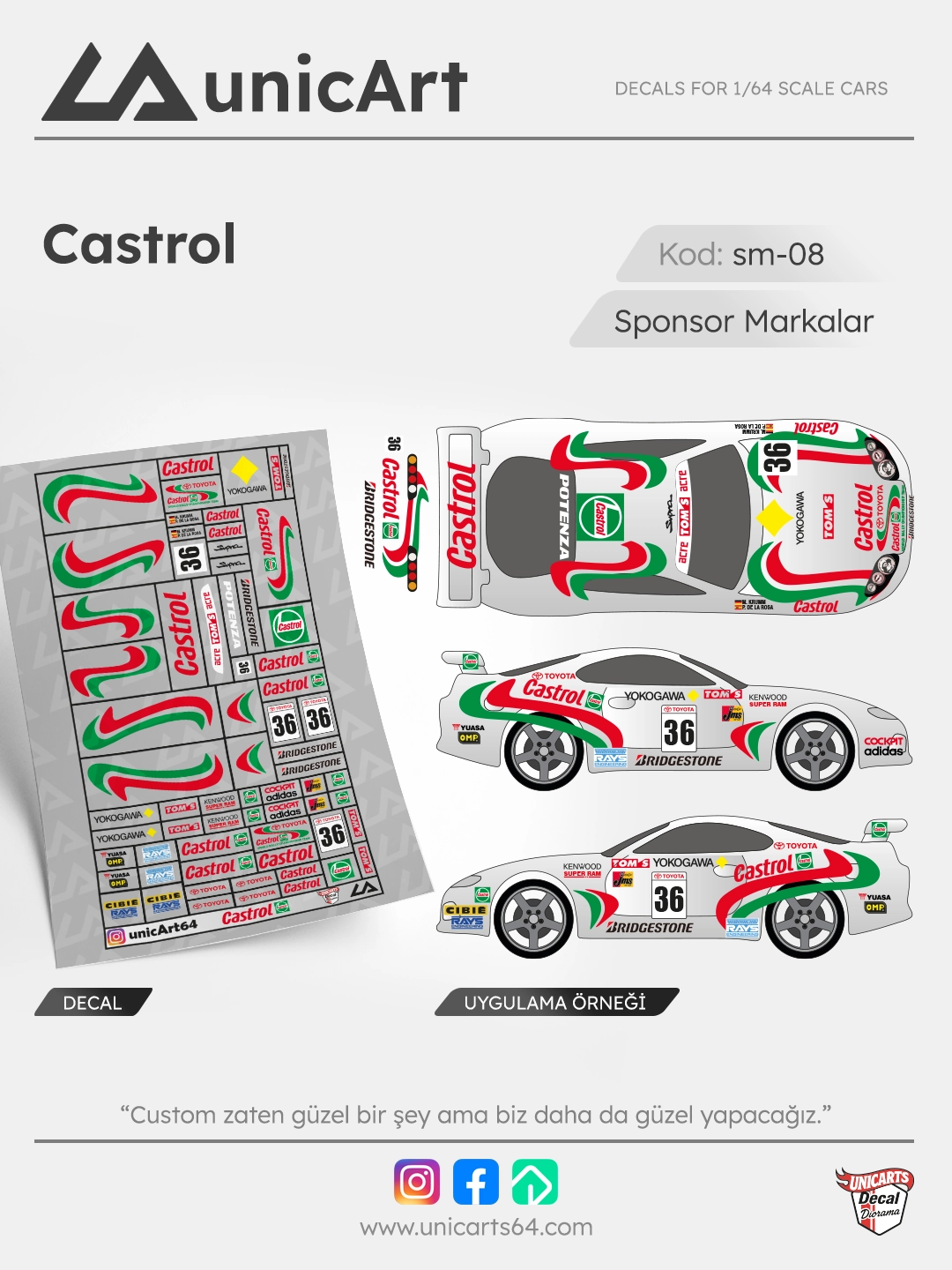 Castrol 1/64 decal - Sponsor Markalar serisi