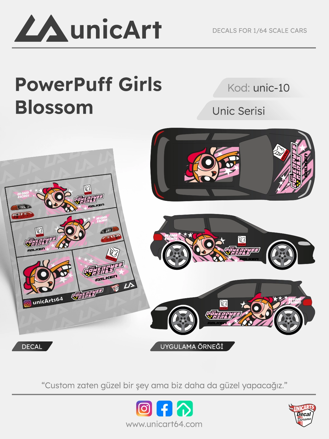 Powerpuff Girls Blossom 1/64 decal - Unic Serisi