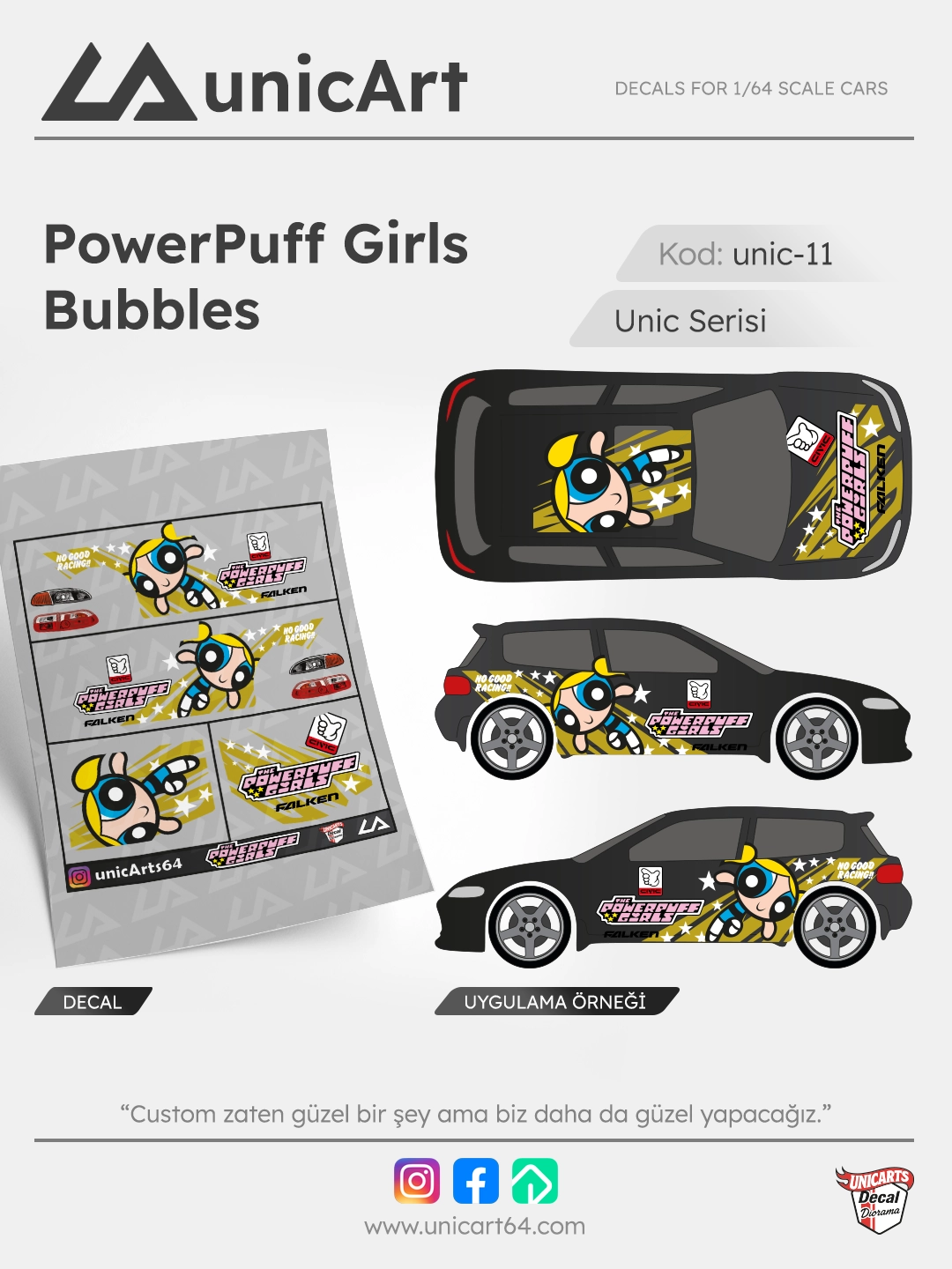 Powerpuff Girls Bubles 1/64 decal - Unic Serisi