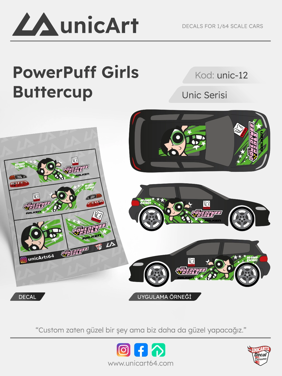 Powerpuff Girls Buttercup 1/64 decal - Unic Serisi