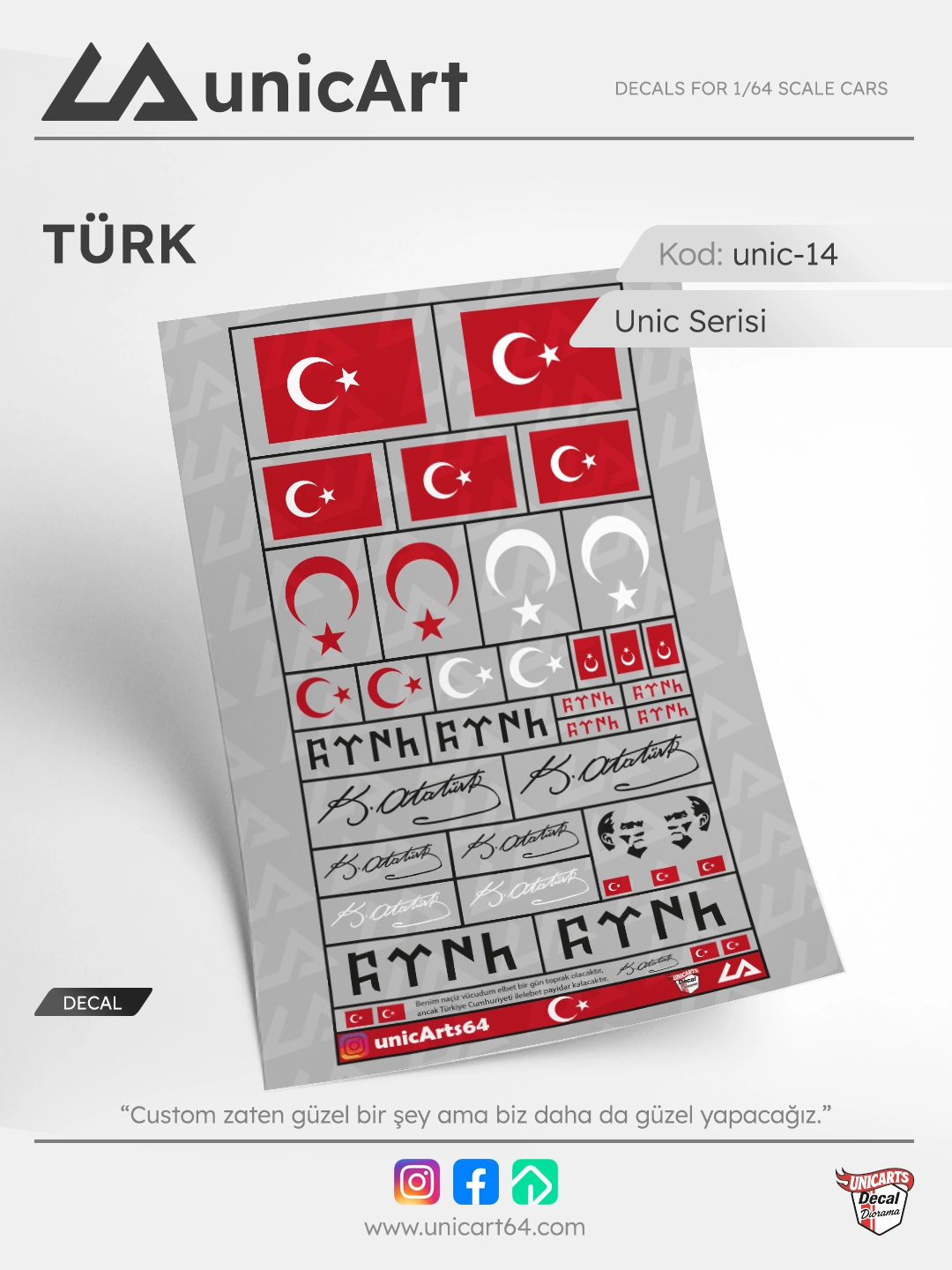 TÜRK 1/64 decal - Unic Serisi