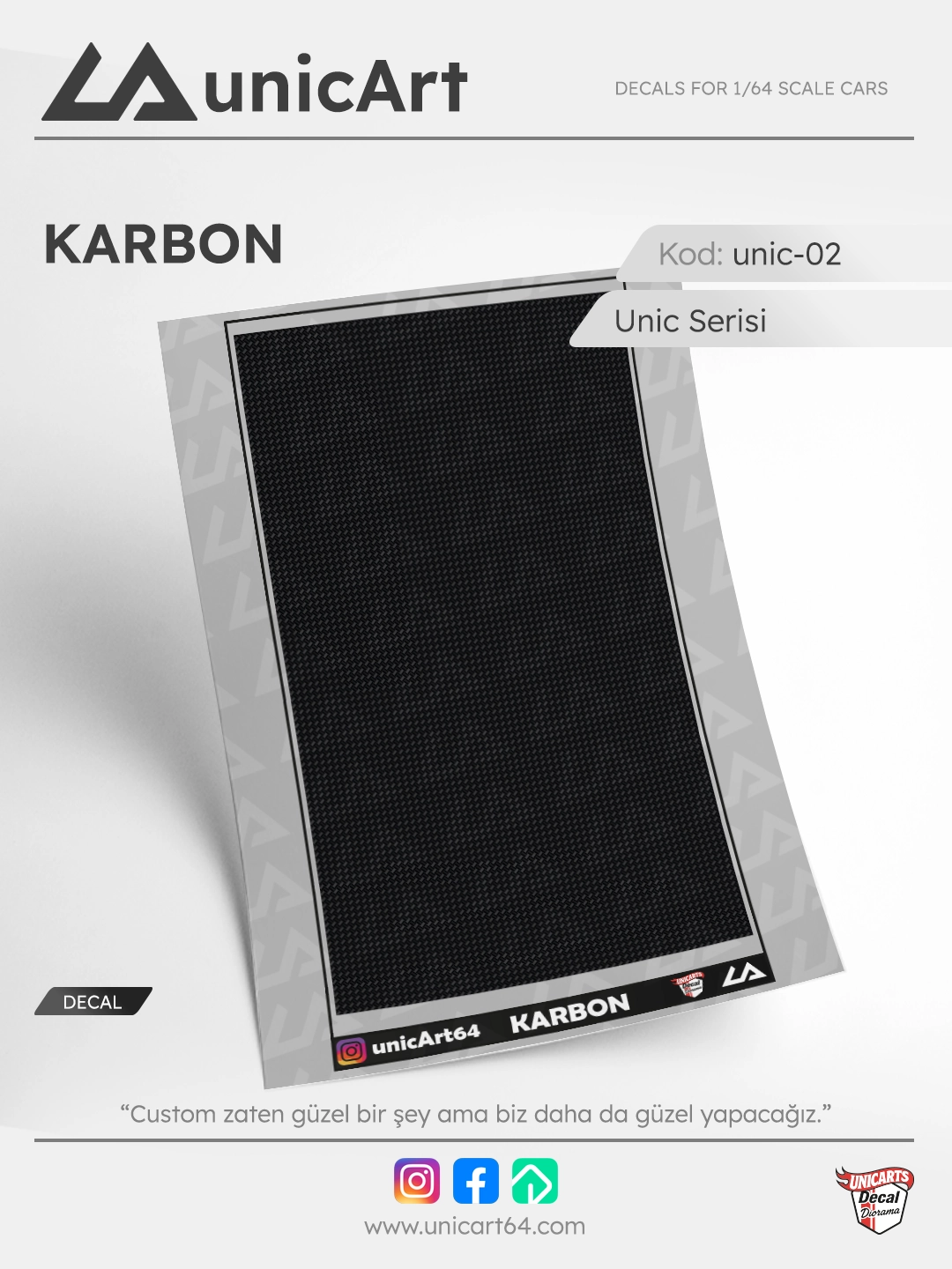 KARBON 1/64 decal - Unic Serisi