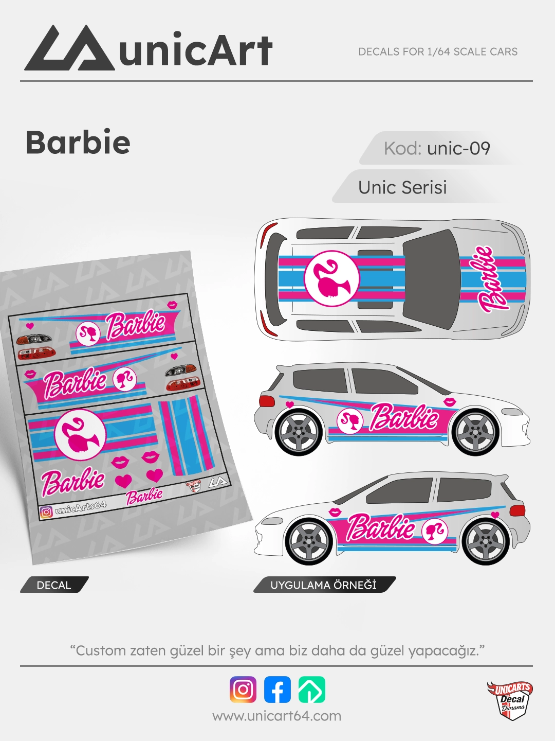 Barbie 1/64 decal - Unic Serisi